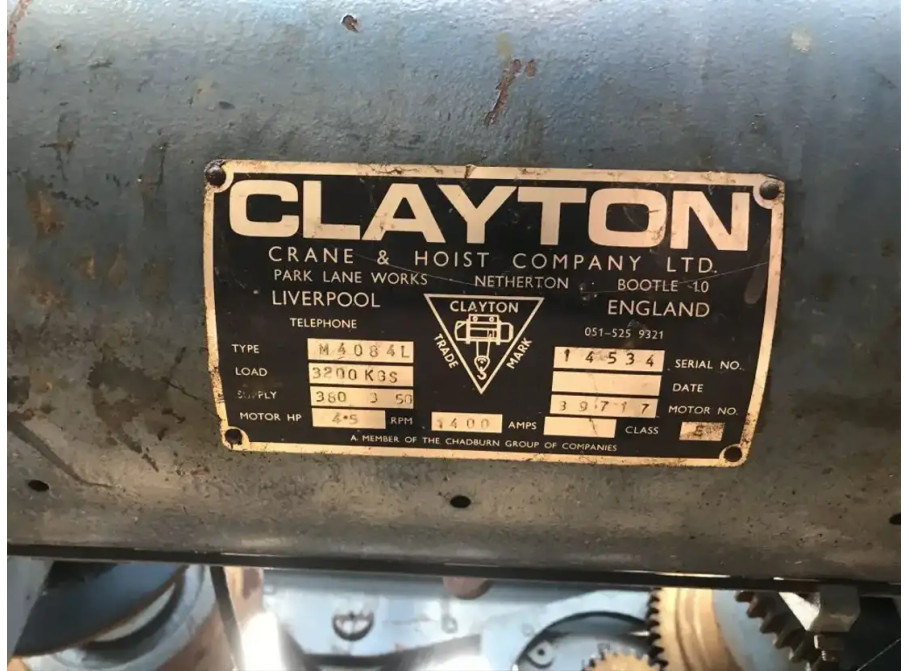 Diversen Clayton crane Bovenloopkraan enkel crane & hoist Clayton